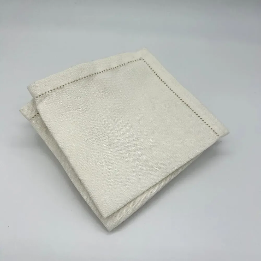 Vintage Irish Linen Cocktail Napkins Nordstrom Cream White Square Set of 5 NOS
